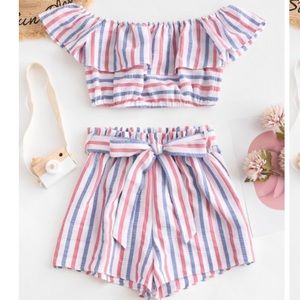 Red white and blue two piece set